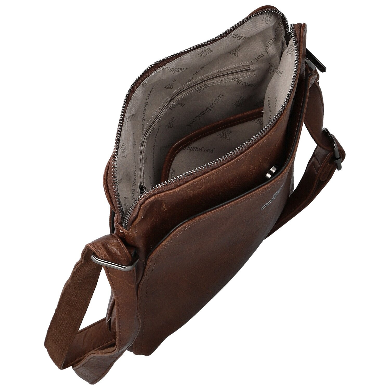 Trendy dámská koženková crossbody kabelka Coveri Poala, hnědá