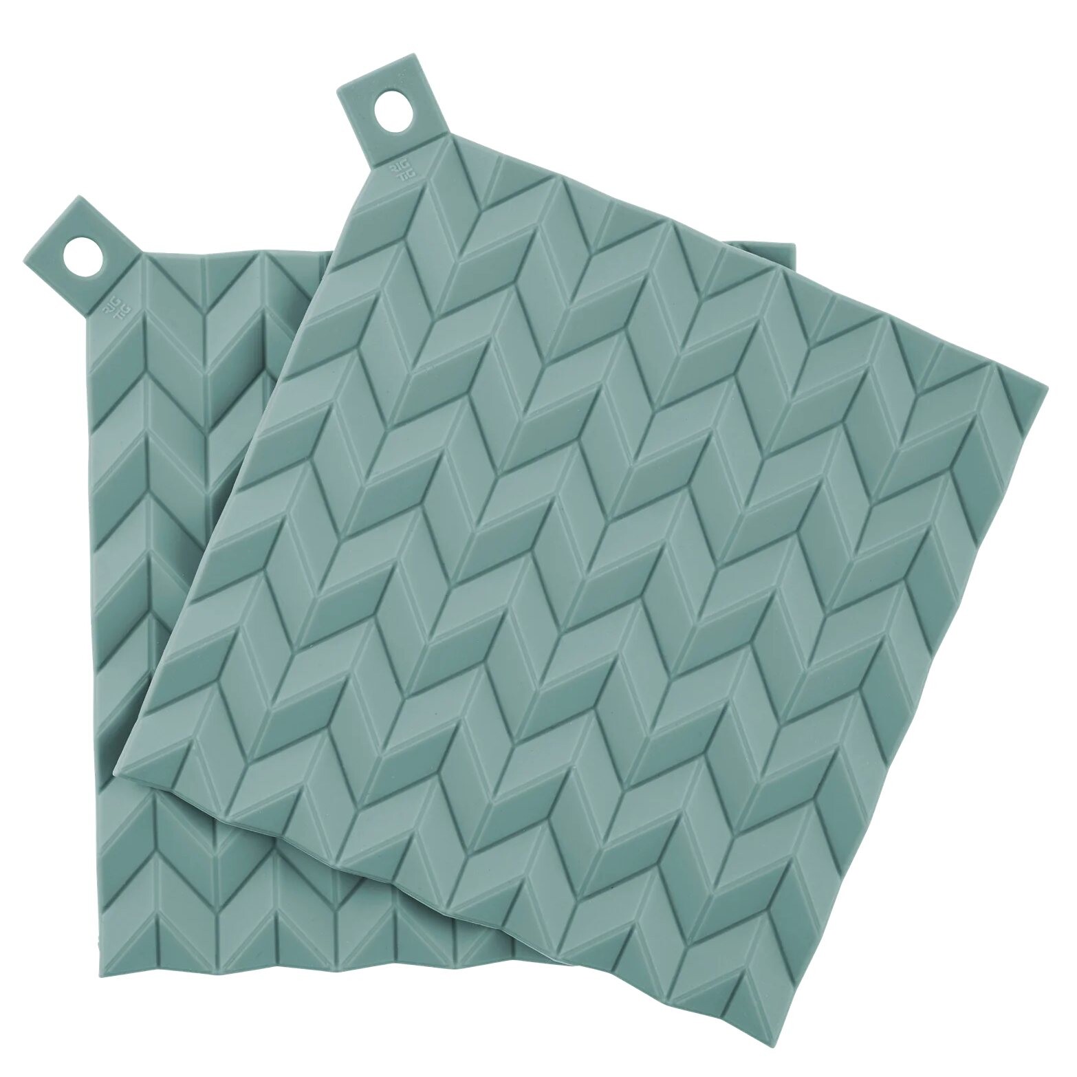 Chňapky na hrnec HOLD-ON 19 cm, sada 2 ks, prašně zelená, silikon, RIG-TIG