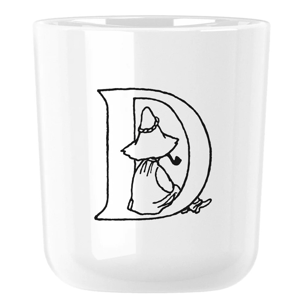 Plastový hrnek MOOMIN ABC 200 ml, písmeno D, bílá, RIG-TIG