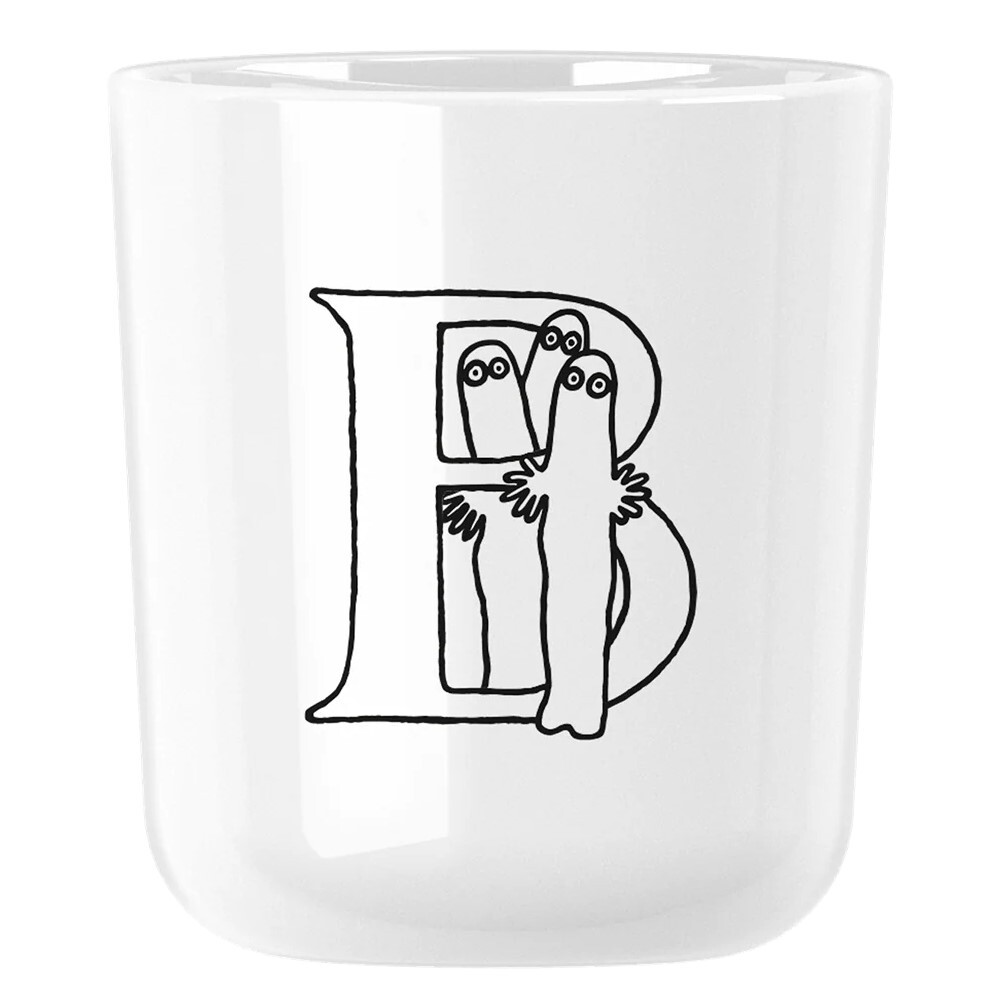 Plastový hrnek MOOMIN ABC 200 ml, písmeno B, bílá, RIG-TIG