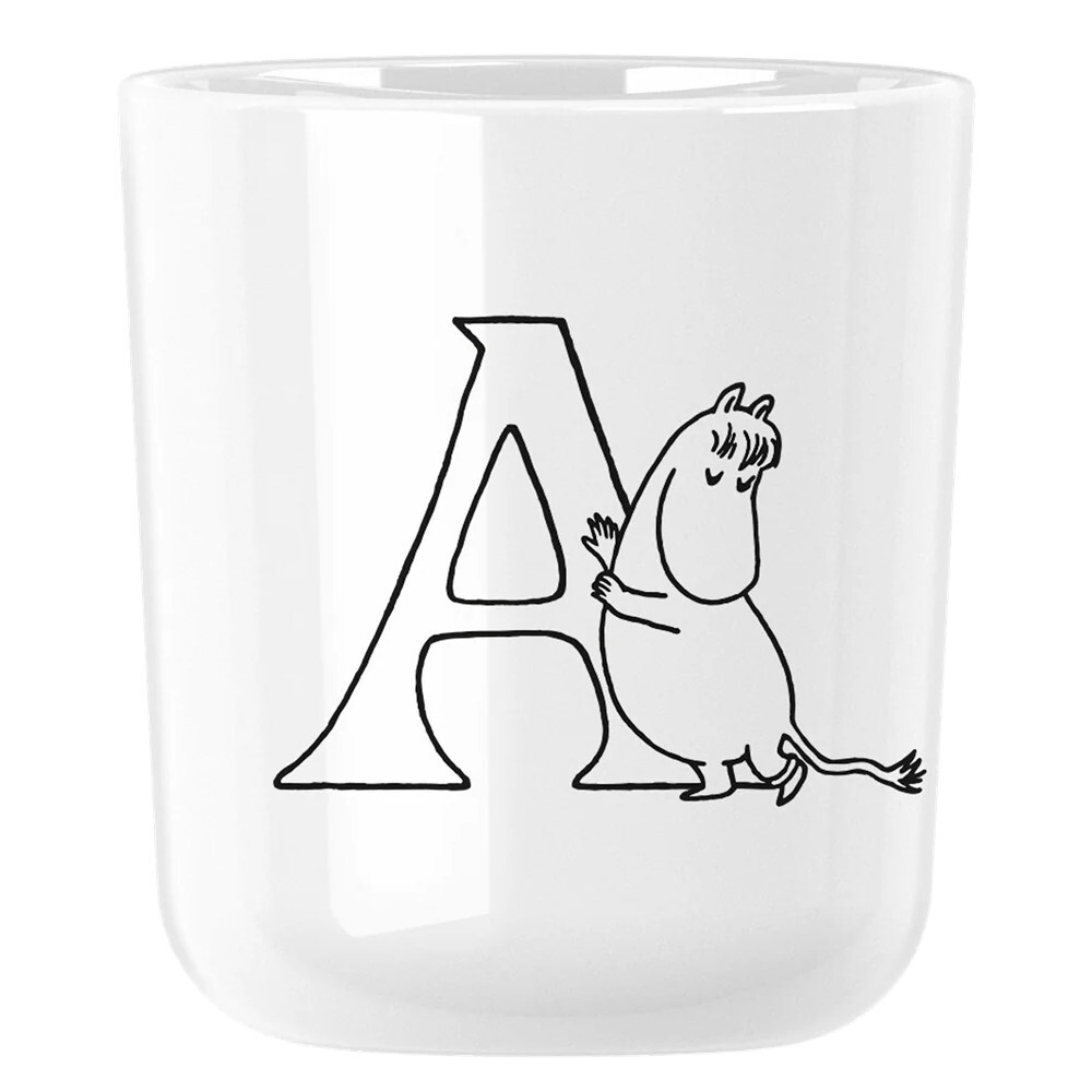 Plastový hrnek MOOMIN ABC 200 ml, písmeno A, bílá, RIG-TIG