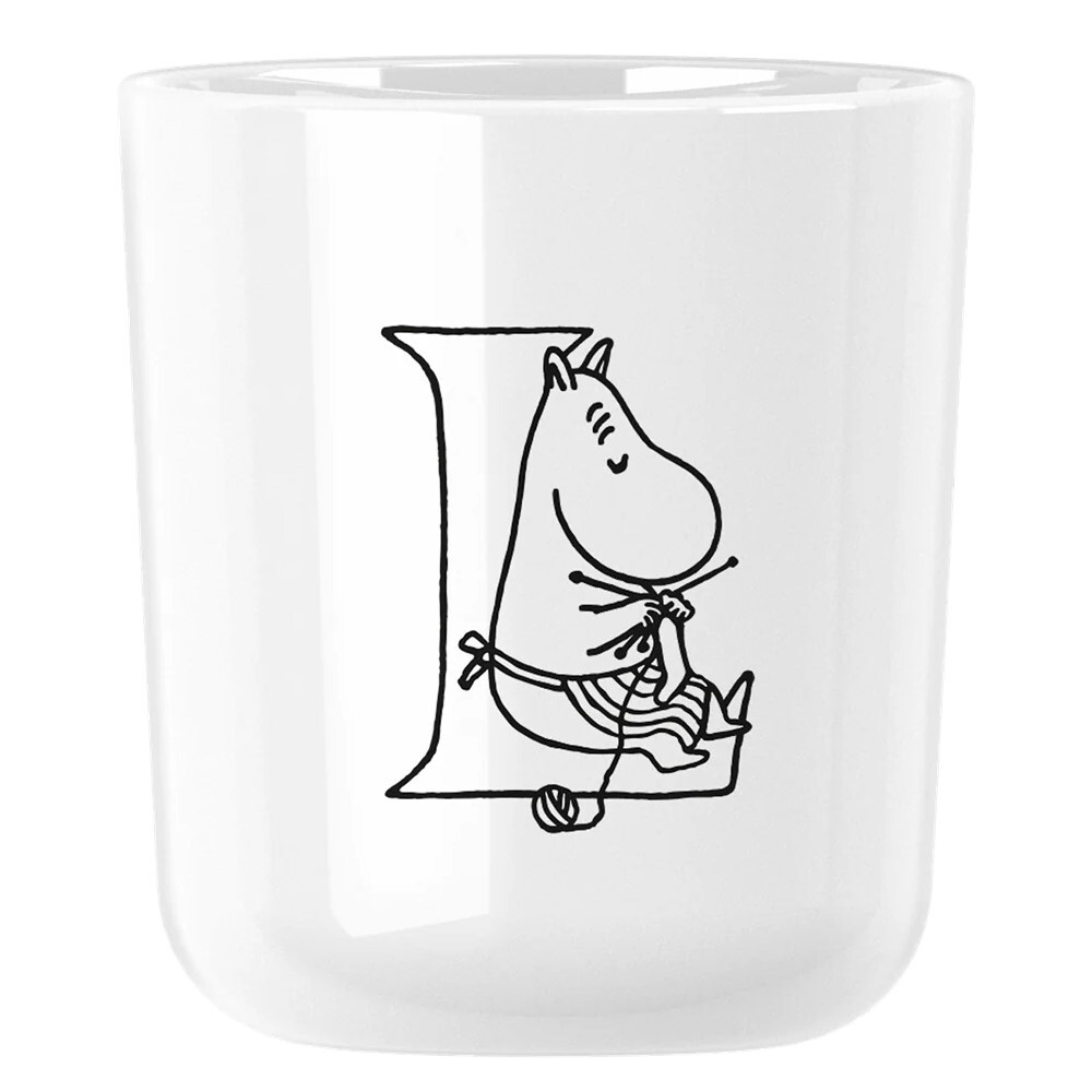 Plastový hrnek MOOMIN ABC 200 ml, písmeno L, bílá, RIG-TIG
