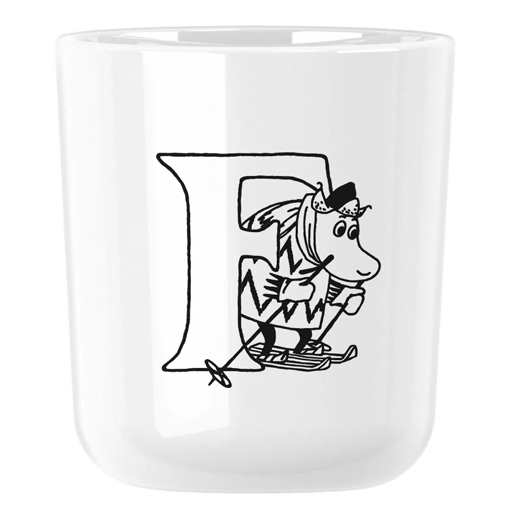 Plastový hrnek MOOMIN ABC 200 ml, písmeno F, bílá, RIG-TIG