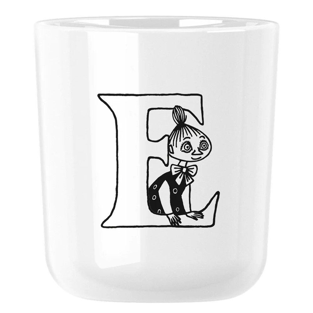 Plastový hrnek MOOMIN ABC 200 ml, písmeno E, bílá, RIG-TIG