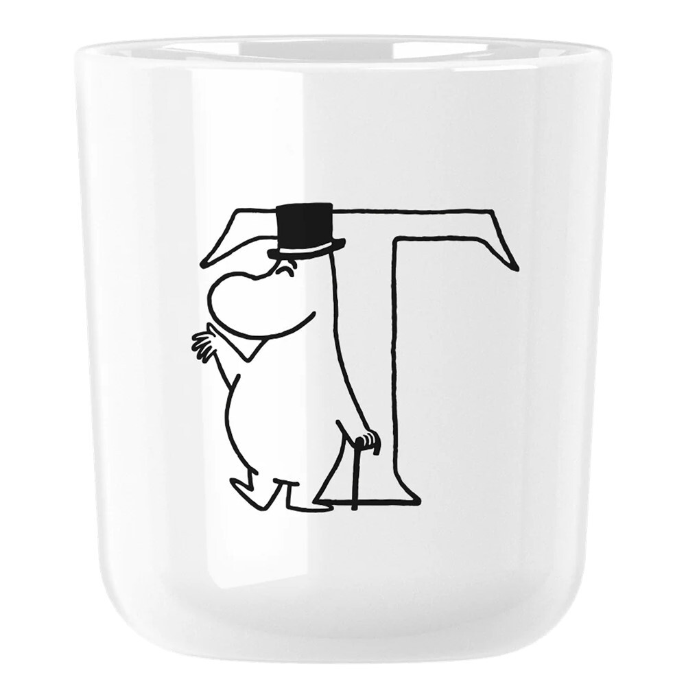 Plastový hrnek MOOMIN ABC 200 ml, písmeno T, bílá, RIG-TIG