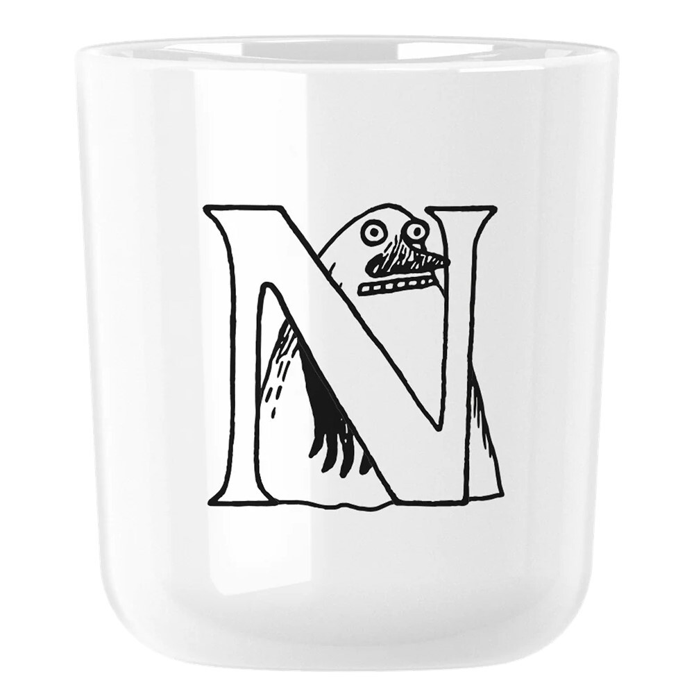 Plastový hrnek MOOMIN ABC 200 ml, písmeno N, bílá, RIG-TIG