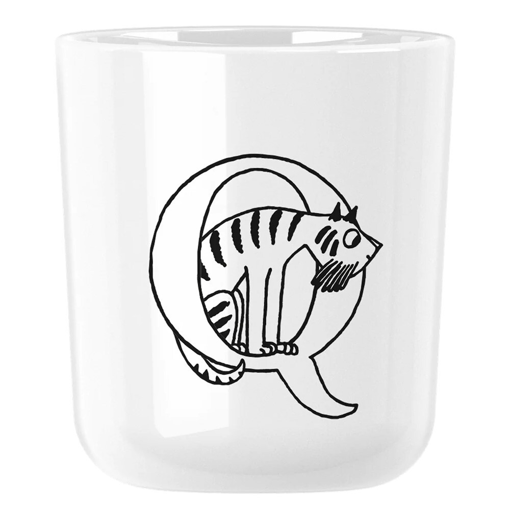 Plastový hrnek MOOMIN ABC 200 ml, písmeno Q, bílá, RIG-TIG