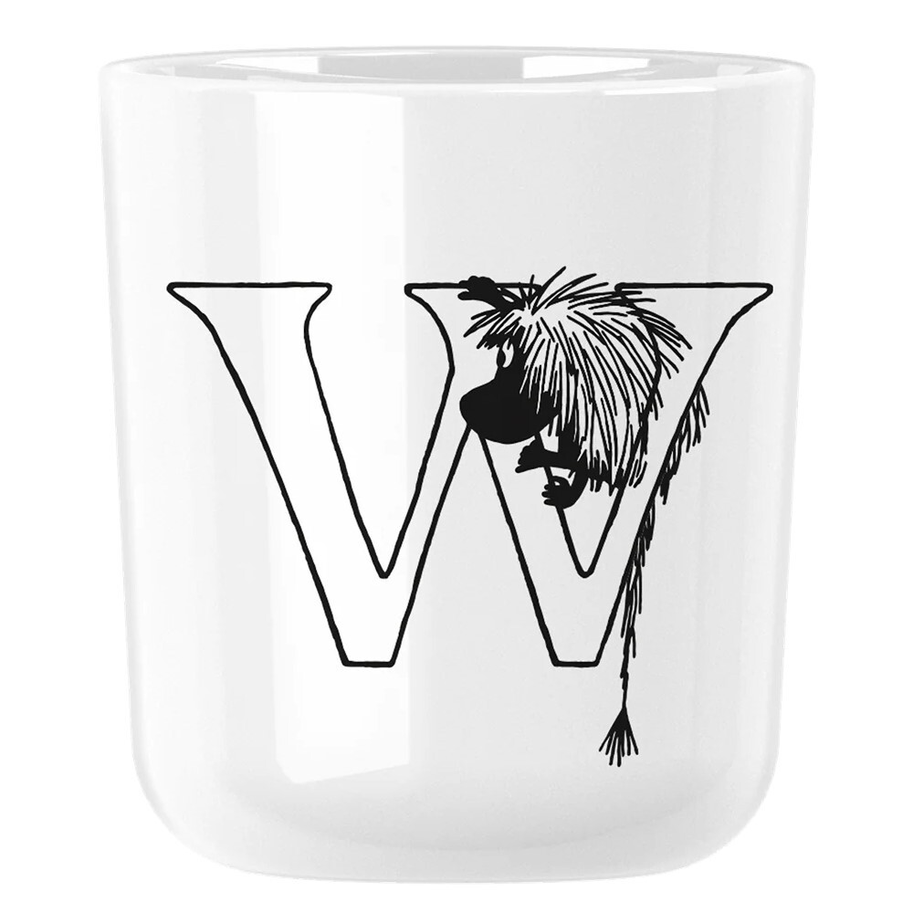 Plastový hrnek MOOMIN ABC 200 ml, písmeno W, bílá, RIG-TIG