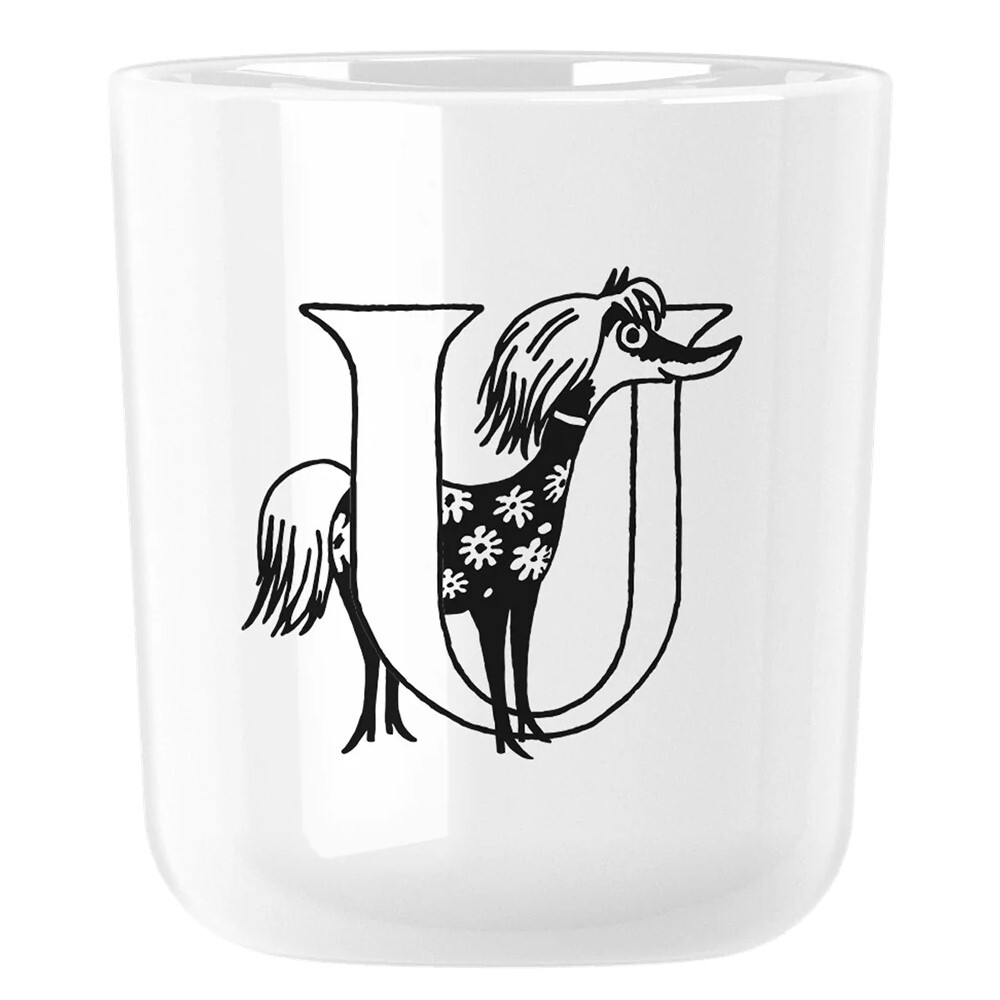 Plastový hrnek MOOMIN ABC 200 ml, písmeno U, bílá, RIG-TIG