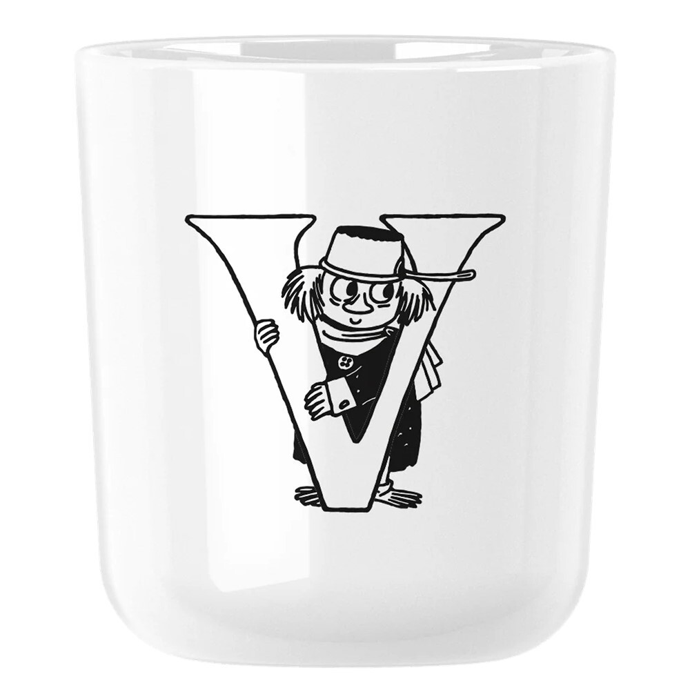 Plastový hrnek MOOMIN ABC 200 ml, písmeno V, bílá, RIG-TIG