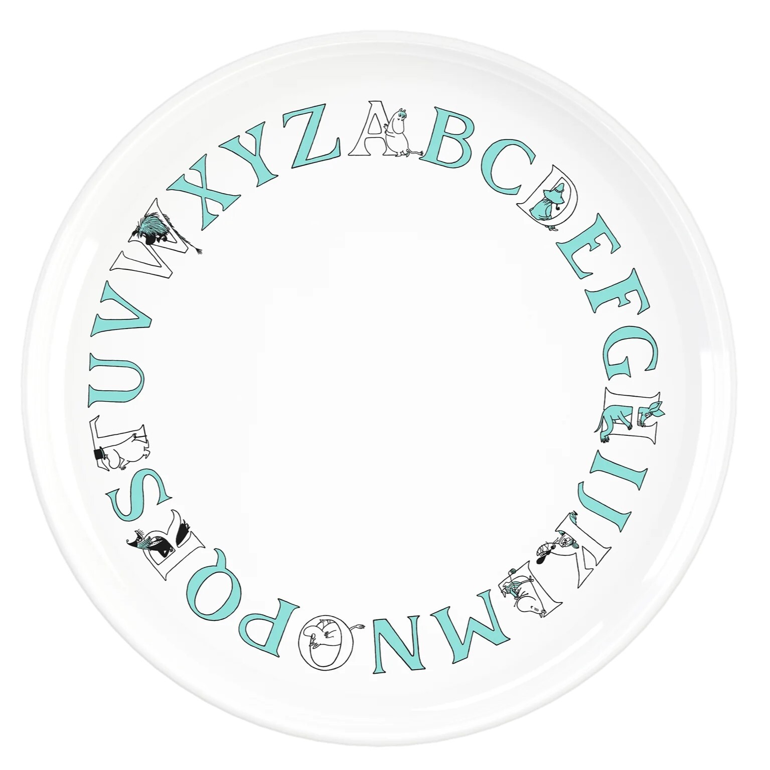 Plastový talíř MOOMIN ABC 20 cm, tyrkysová, RIG-TIG