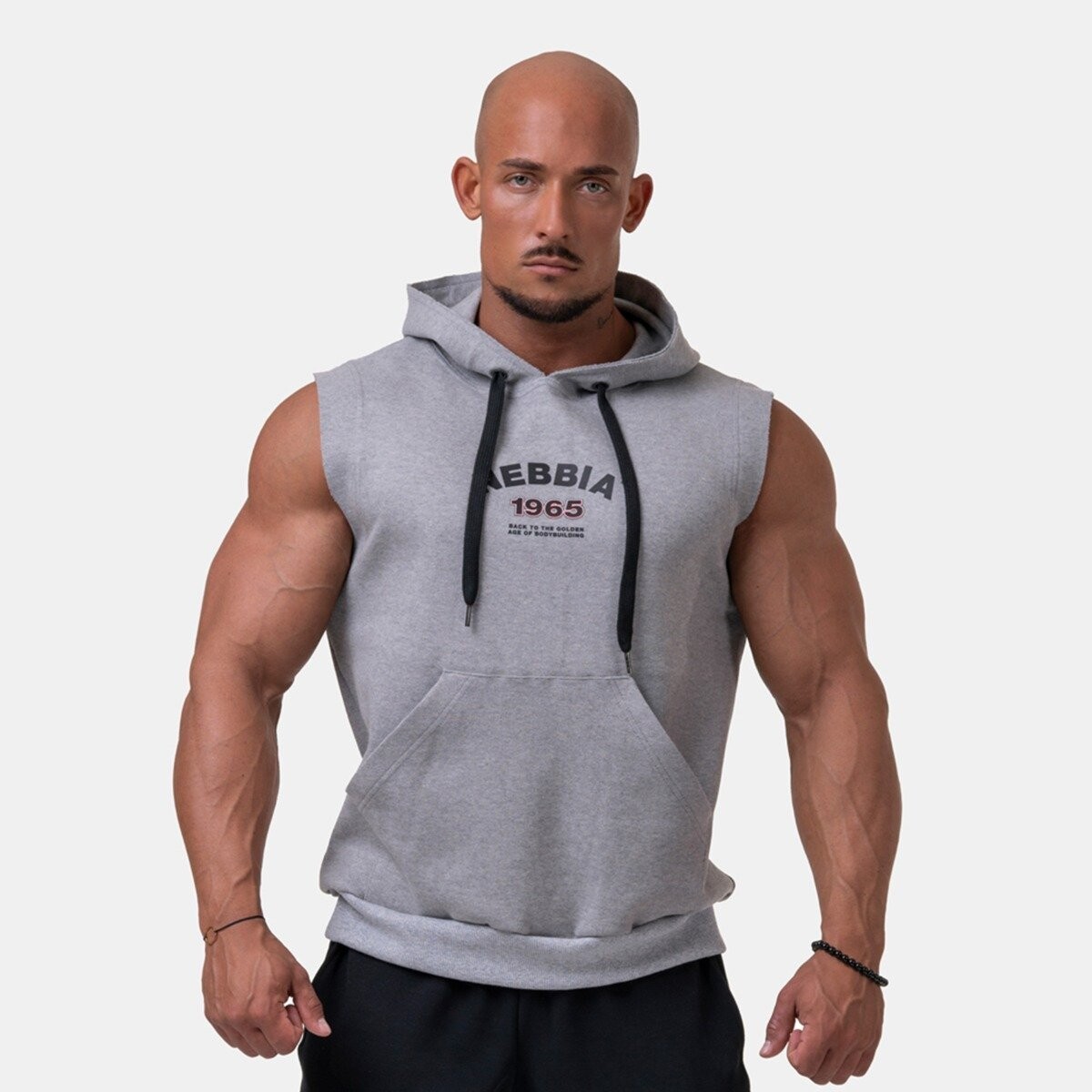 NEBBIA Pánské tílko s kapucí Golden Era Light Grey