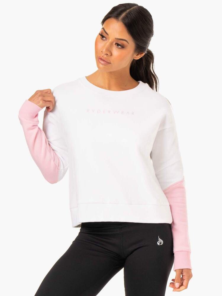 Ryderwear Dámská mikina Hybrid Pullover White Pink