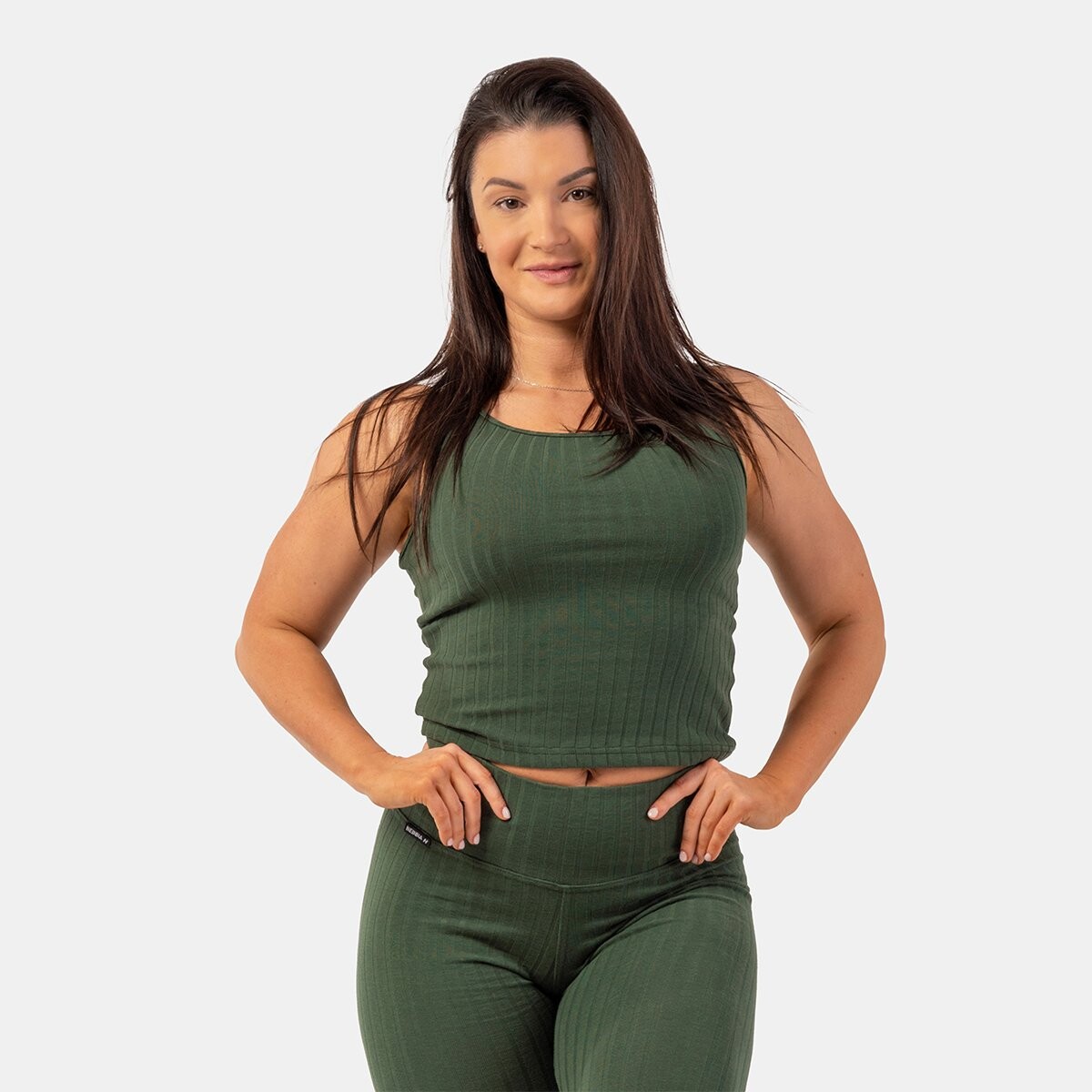 NEBBIA Dámské tílko Tank Top Ribbed Organic Cotton Dark Green