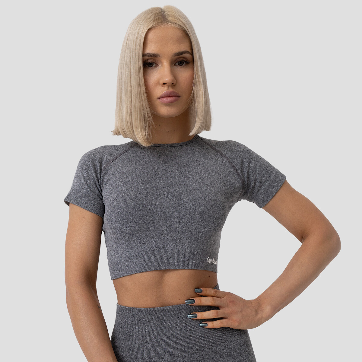 GymBeam Dámské triko FLO Crop-Top Grey