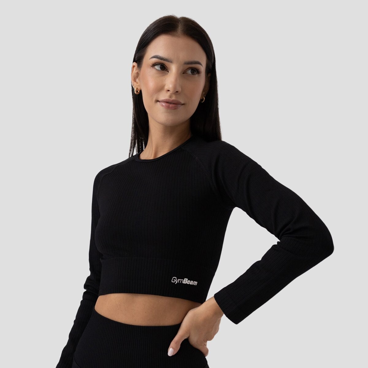 GymBeam Dámské triko FLO Ribbed Crop-Top Black