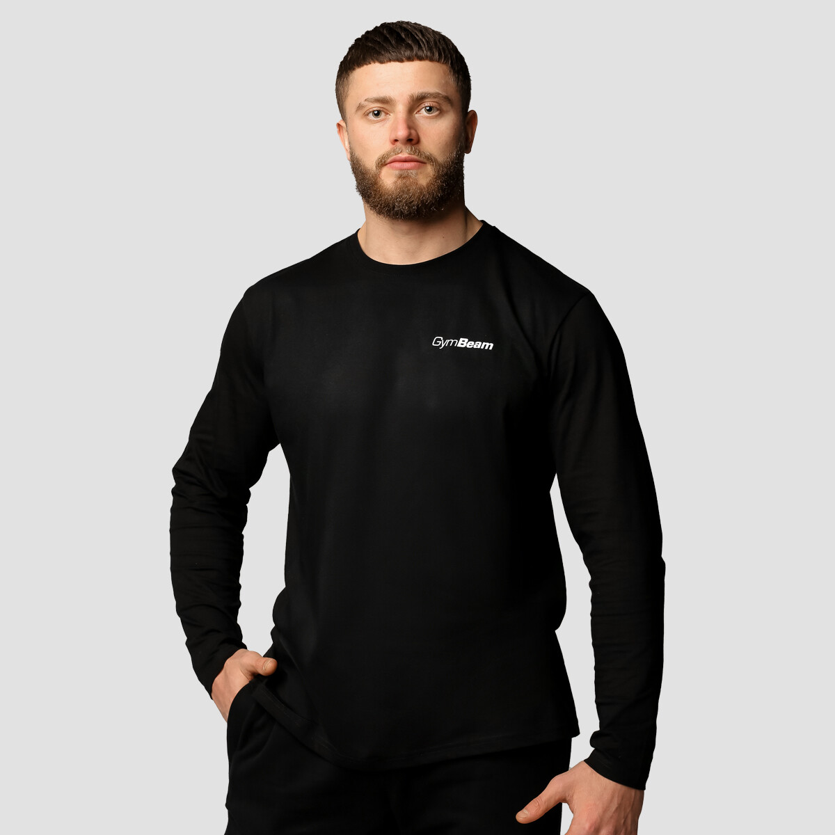 GymBeam Triko s dlouhým rukávem Basic Black