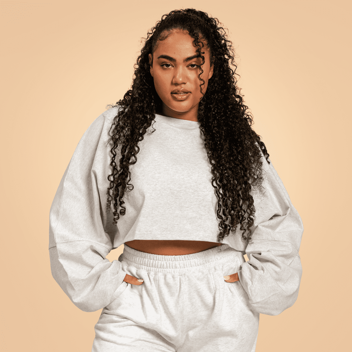 BeastPink Dámská mikina Cropped Bliss Grey