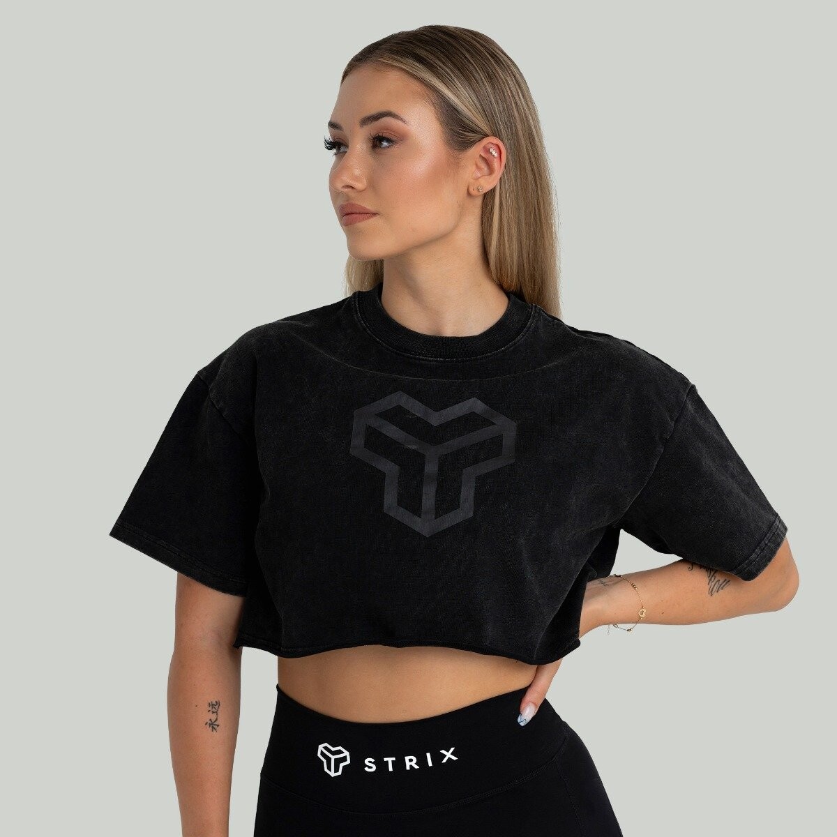 STRIX Dámské tričko CropTop Washed Black