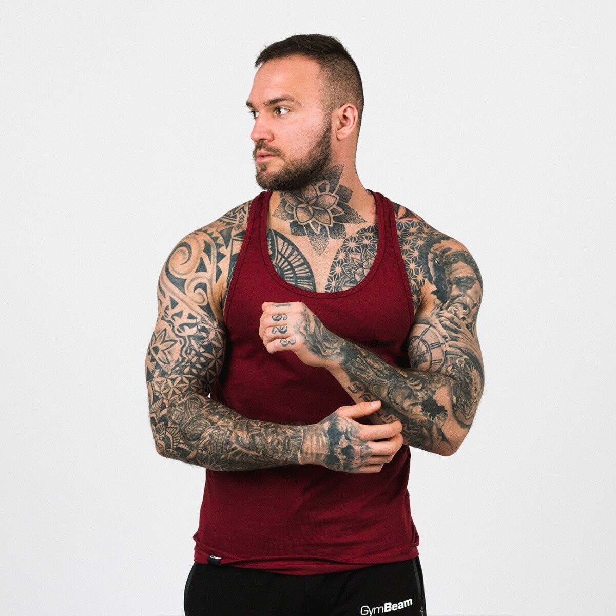 GymBeam Tílko Stringer Tank Top Burgundy