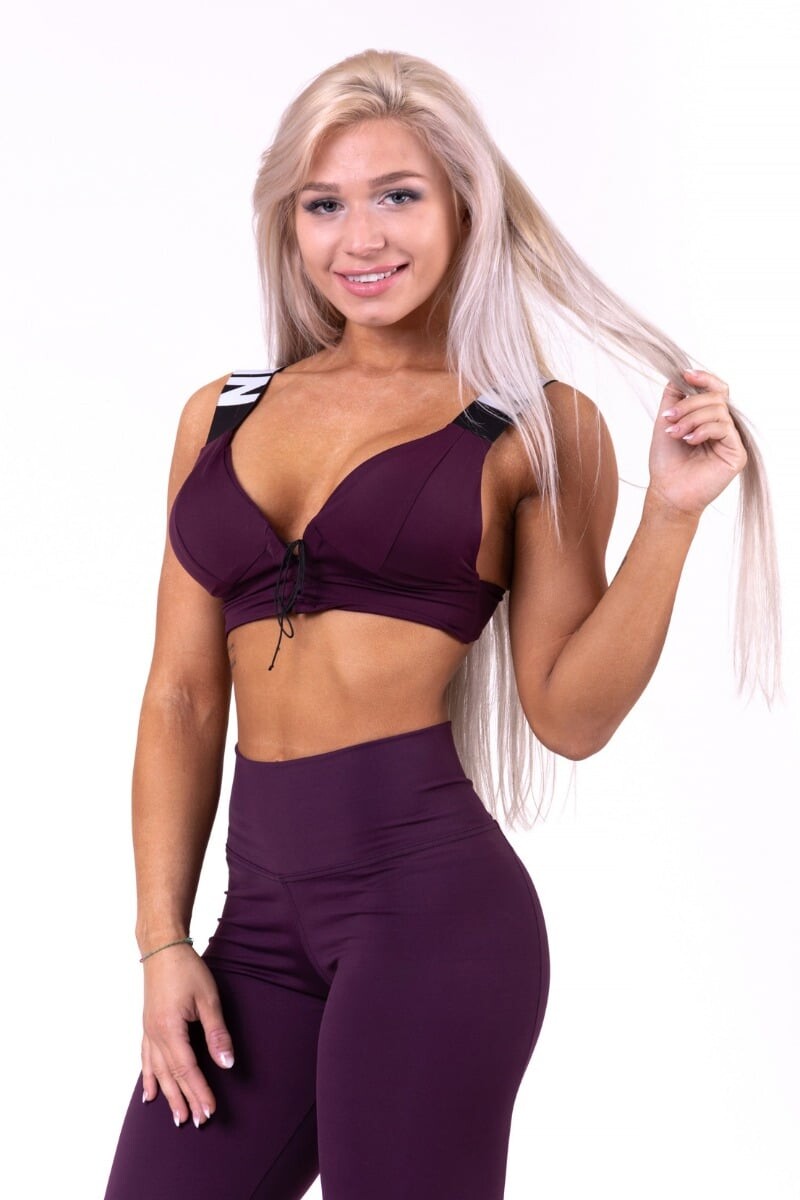 Nebbia Lace-up Sportovní podprsenka 694 burgundy