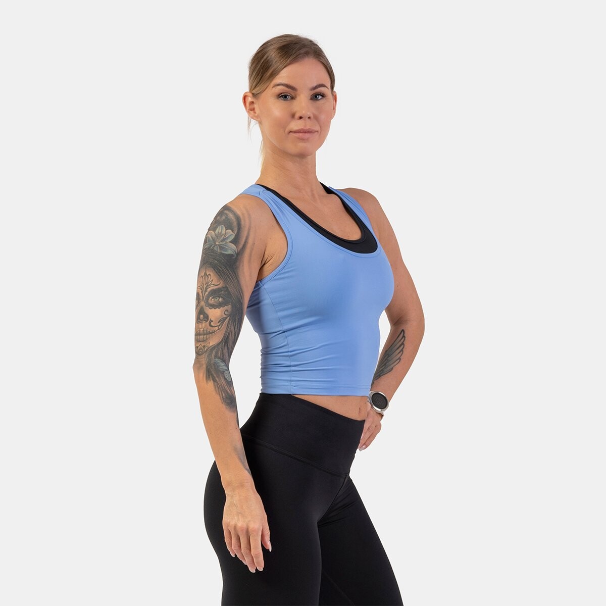 NEBBIA Dámské tílko Crop Top Sporty Slim Fit Light Blue
