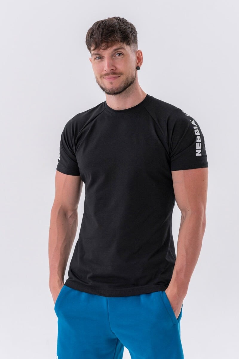 NEBBIA Pánské tričko Sporty Fit Essentials Black