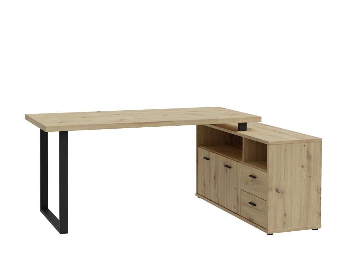 INLO rohový psací stůl, dub artisan, 5 let záruka