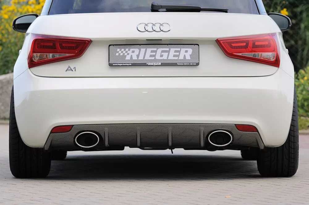 Rieger Tuning Rieger vložka zadního nárazníku pro Audi A1 8X 3-dvéř., 5-dvéř. (sportback) před faceliftem, plast ABS s povrchovou úpravou Carbon-Look, pro sportovní koncovky na obou stranách 140x90 mm