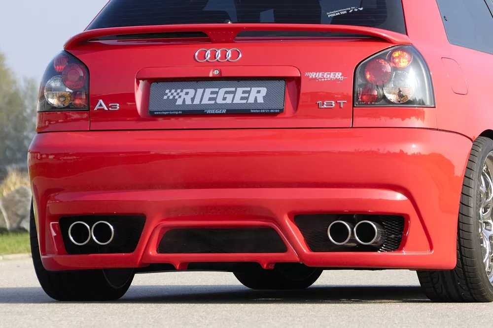 Rieger Tuning Rieger zadní nárazník pro Audi A3 8L 3-dvéř., 5-dvéř., plast ABS bez povrchové úpravy, pro vozy bez parkovacího asistenta (PDC)