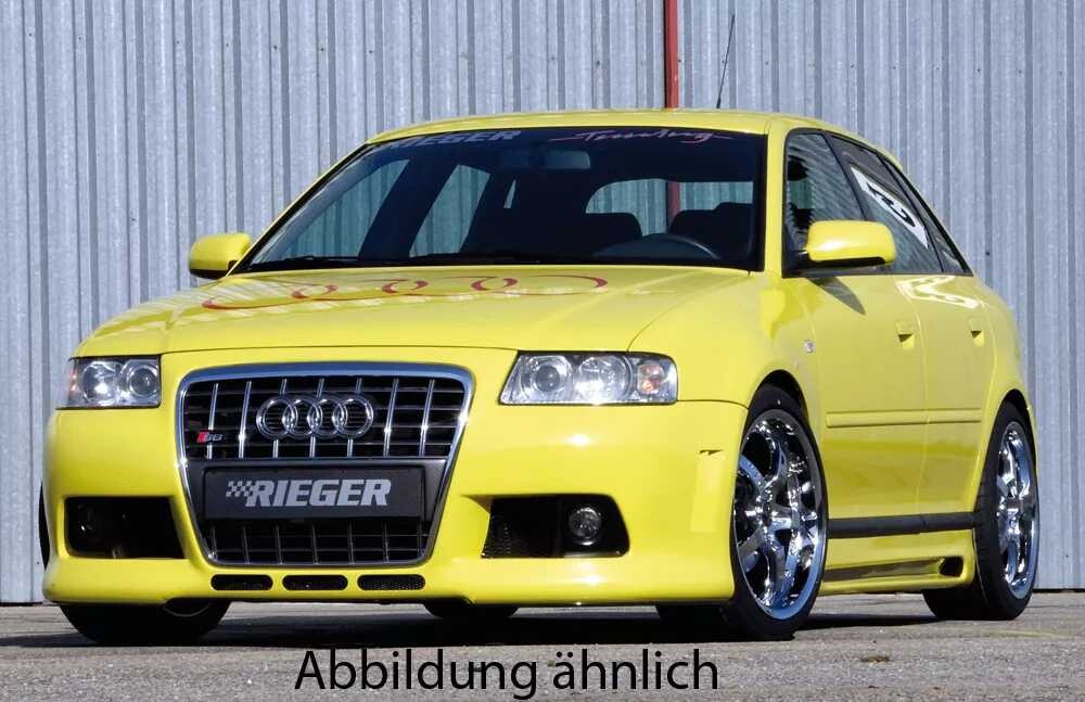 Rieger Tuning Rieger přední nárazník pro Audi A3 S3 8L, plast ABS bez povrchové úpravy, s držáky originálních mlhových světel, s žebrováním, pro vozy s ostřikovači světlometů