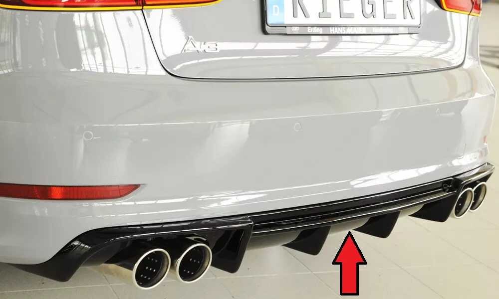 Rieger Tuning Rieger vložka zadního nárazníku pro Audi A3 8V 3-dvéř. (convertible 8V7), 5-dvéř. (sedan 8VS) před faceliftem, plast ABS lakovaný do černé lesklé barvy, pro dvojité koncovky na obou stranách 4x90 mm