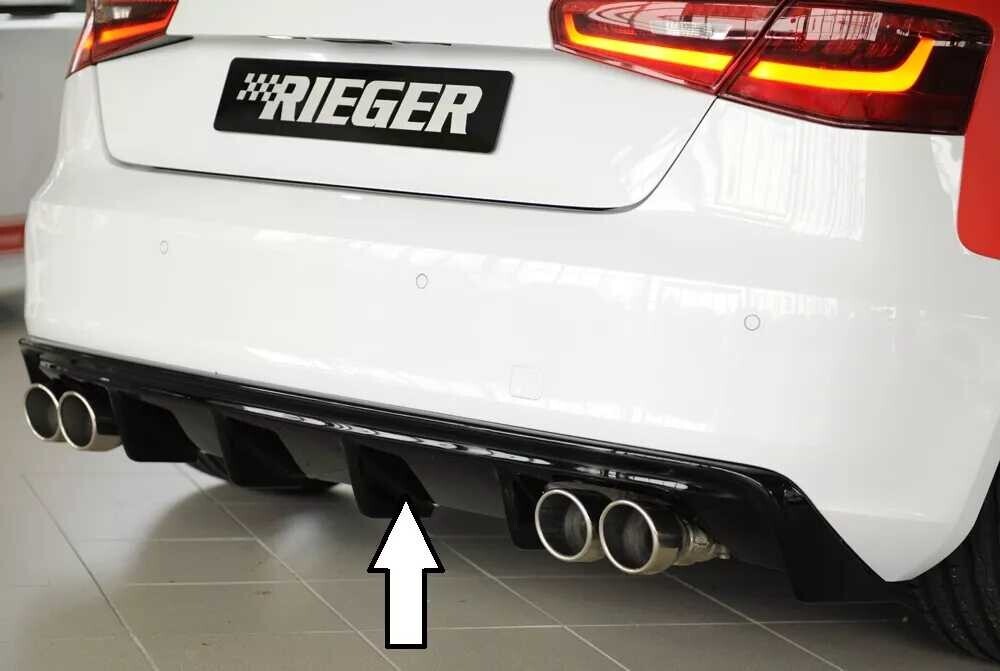 Rieger Tuning Rieger vložka zadního nárazníku (GBL56787) pro Audi A3 8V 3-dvéř. (hatchback 8V1), 5-dvéř. (sportback 8VA) před faceliftem, plast ABS lakovaný do černé lesklé barvy