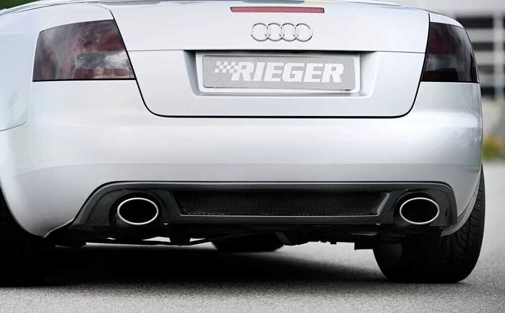 Rieger Tuning Rieger vložka zadního nárazníku pro Audi A4 8H kabriolet, plast ABS s povrchovou úpravou Carbon-Look, pro sportovní koncovky na obou stranách 140x90 mm