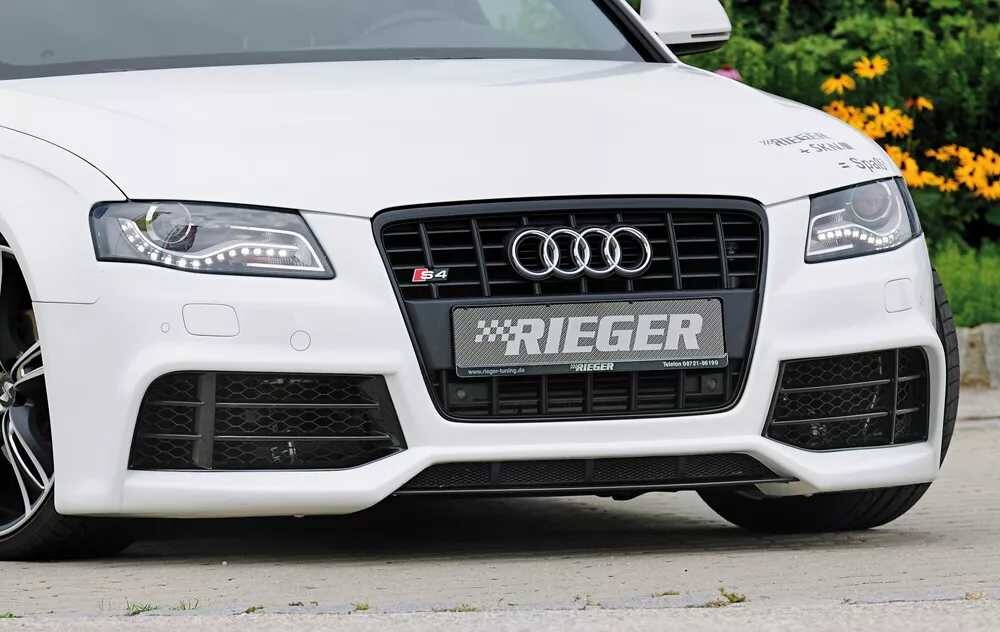 Rieger Tuning Rieger přední nárazník pro Audi A4 S4 B8, B81 avant, sedan před faceliftem, plast ABS bez povrchové úpravy, pro vozy s ostřikovači světlometů a parkovacím asistentem (PDC)