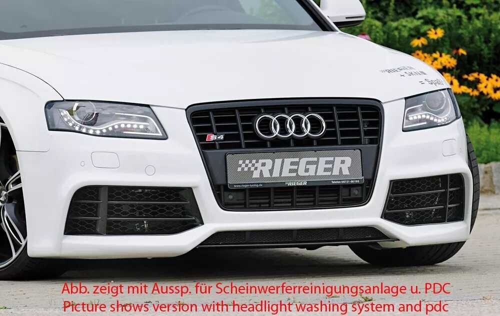 Rieger Tuning Rieger přední nárazník pro Audi A4 S4 B8, B81 avant, sedan před faceliftem, plast ABS bez povrchové úpravy, pro vozy s parkovacím asistentem (PDC)