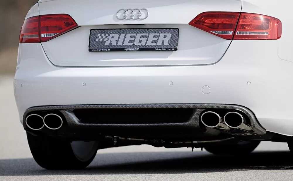Rieger Tuning Rieger vložka zadního nárazníku pro Audi A4 B8, B81 avant, sedan před faceliftem, plast ABS s povrchovou úpravou Carbon-Look, mimo S-Line, pro sportovní koncovky na obou stranách 4x115x85 mm