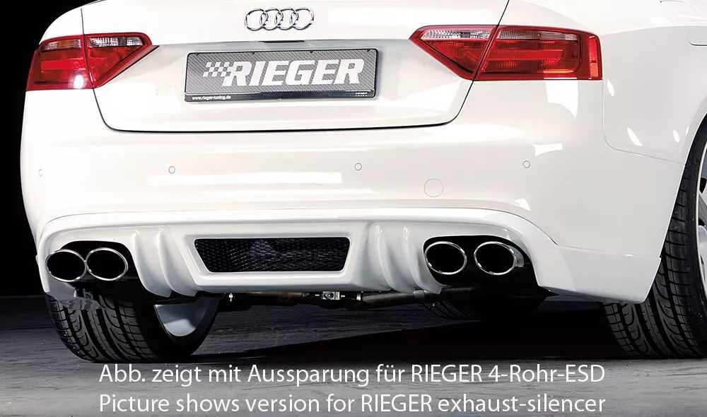 Rieger Tuning Rieger spoiler pod zadní nárazník pro Audi A5 B8, B81 kabriolet, kupé před faceliftem r.v. 06/07-07/11, plast ABS bez povrchové úpravy, S-Line, pro orig. koncovky na obou stranách