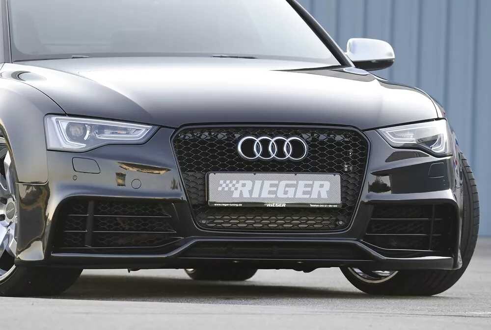 Rieger Tuning Rieger přední nárazník pro Audi A5 B8, B81 kabriolet, kupé, Sportback po faceliftu, plast ABS bez povrchové úpravy, pro vozy bez ostřikovačů světlometů a parkovacího asistenta (PDC)