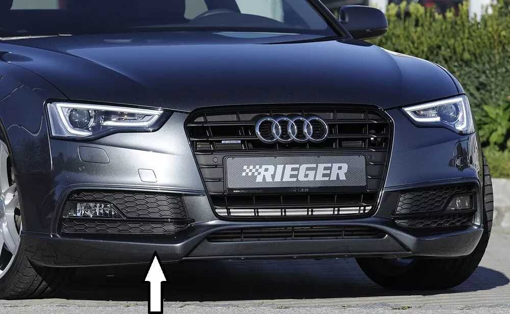 Rieger Tuning Rieger spoiler pod přední nárazník pro Audi A5 S5 B8, B81 kabriolet, kupé, Sportback po faceliftu, r.v. 10/11-06/16, plast ABS bez povrchové úpravy