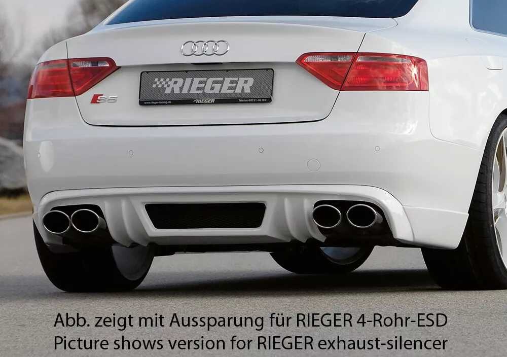 Rieger Tuning Rieger spoiler pod zadní nárazník pro Audi A5 B8, B81 Sportback před faceliftem r.v. 06/07-07/11, plast ABS bez povrchové úpravy, mimo S-Line, pro orig. dvojitou koncovku vlevo