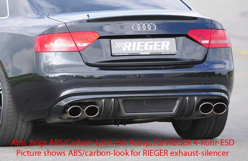 Rieger Tuning Rieger vložka zadního nárazníku pro Audi A5 S5 B8, B81 kabriolet, kupé před faceliftem, plast ABS bez povrchové úpravy, S-Line, pro orig. dvojité koncovky na obou stranách