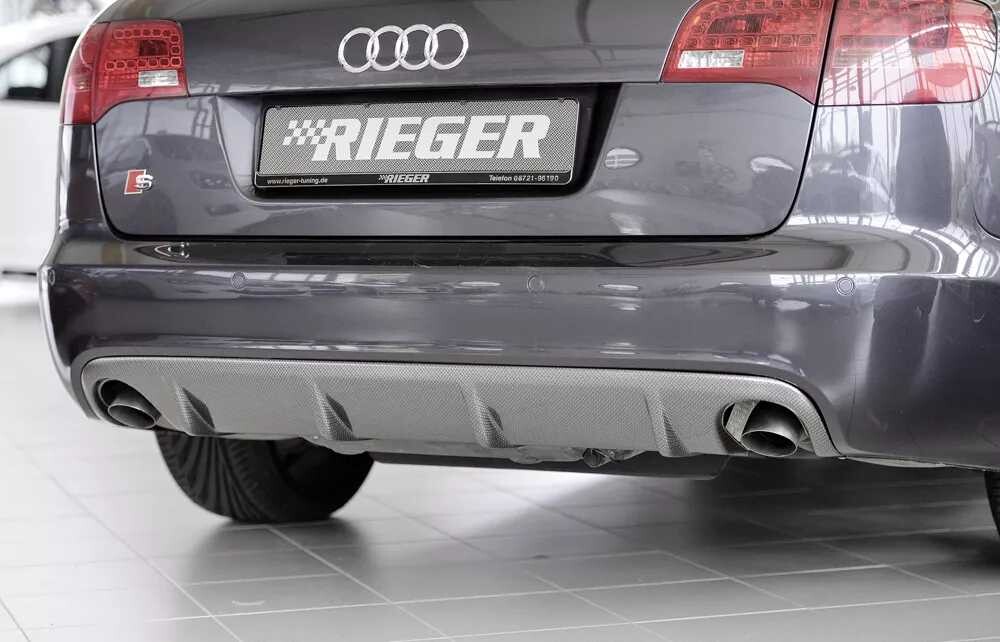 Rieger Tuning Rieger vložka zadního nárazníku pro Audi A6 4F avant před faceliftem, plast ABS s povrchovou úpravou Carbon-Look