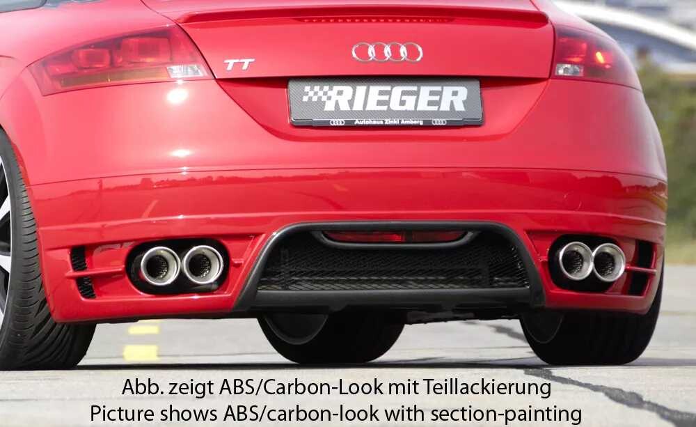 Rieger Tuning Rieger spoiler pod zadní nárazník pro Audi TT 8J kupé, roadster před faceliftem r.v. 09/06-06/10, plast ABS s povrchovou úpravou Carbon-Look, pro dvojité koncovky vlevo/vpravo