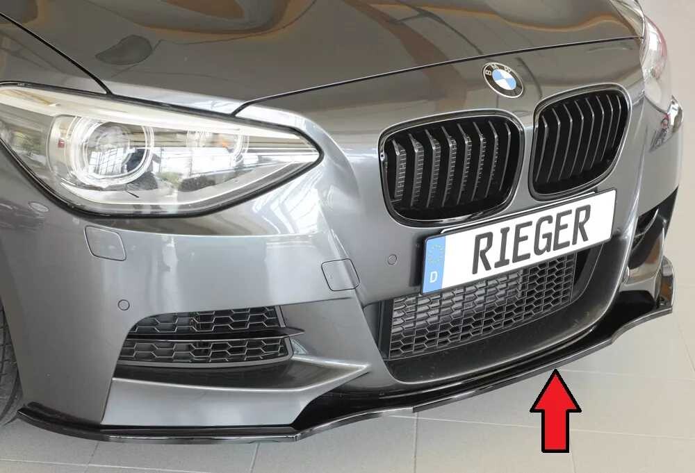 Rieger Tuning Rieger lipa pod přední nárazník pro BMW řada 1 F20, F21 sedan / 2-dvéř., sedan / 4-dvéř. před faceliftem, 09/11-03/2015, 09/12-03/2015, plast ABS lakovaný do černé lesklé barvy