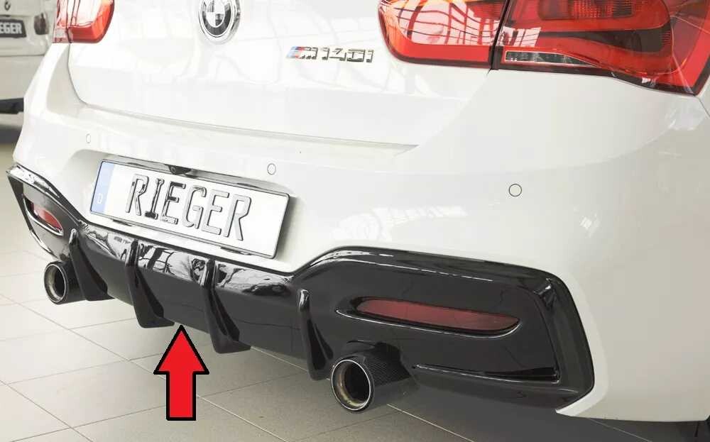 Rieger Tuning Rieger vložka zadního nárazníku pro BMW řada 1 F20, F21 sedan / 2-dvéř., sedan / 4-dvéř. po faceliftu LCI, plast ABS lakovaný do černé lesklé barvy