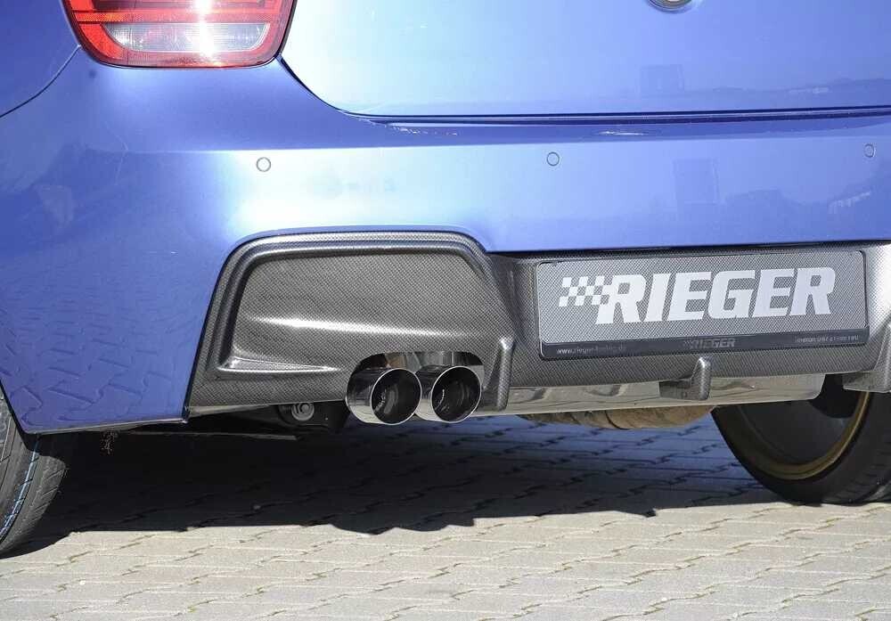 Rieger Tuning Rieger vložka zadního nárazníku pro BMW řada 1 F20, F21 sedan / 2-dvéř., sedan / 4-dvéř. před faceliftem, plast ABS s povrchovou úpravou Carbon-Look, pro orig. dvojitou koncovku vlevo