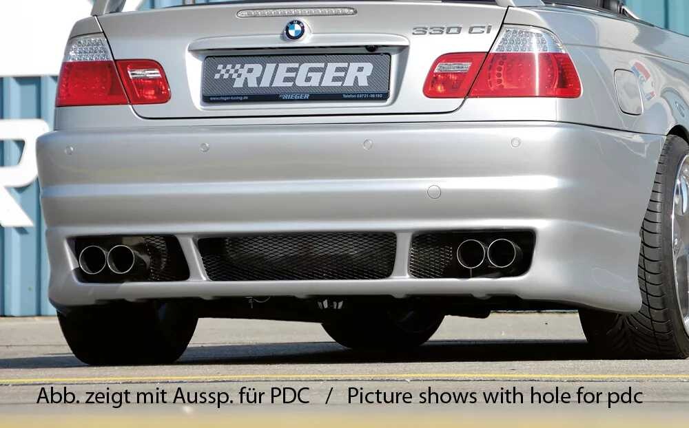 Rieger Tuning Rieger zadní nárazník pro BMW řada 3 E46 kabriolet, kupé, sedan před faceliftem, plast ABS bez povrchové úpravy, pro vozy bez parkovacího asistenta (PDC)