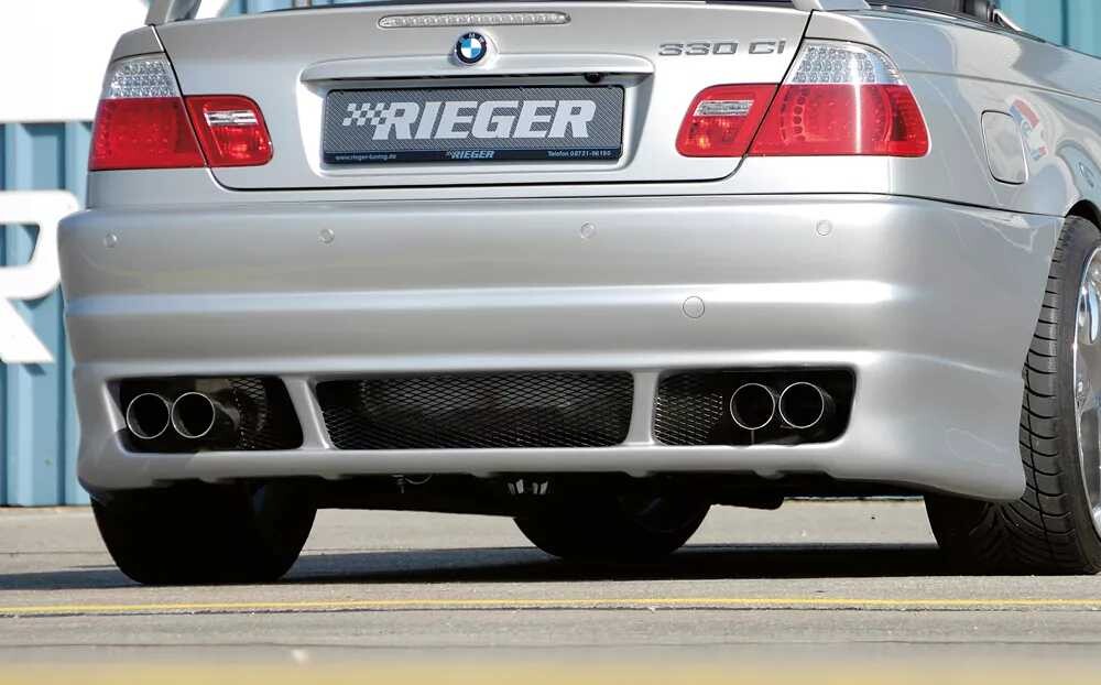 Rieger Tuning Rieger zadní nárazník pro BMW řada 3 E46 kabriolet, kupé, sedan po faceliftu, plast ABS bez povrchové úpravy, pro vozy s parkovacím asistentem (PDC)