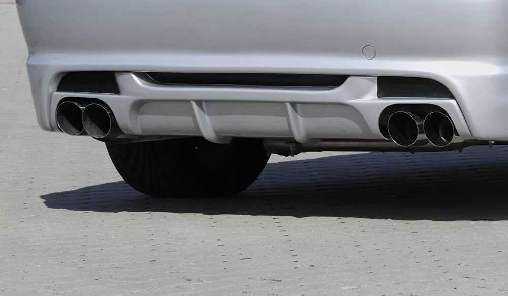 Rieger Tuning Rieger vložka zadního nárazníku pro BMW řada 3 E46 kabriolet, kupé, sedan vč. faceliftu, plast ABS bez povrchové úpravy, pro dvojitou koncovku vlevo/vpravo